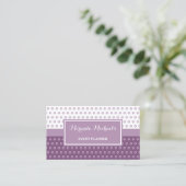 Mod Paars en White Polka Dots Event Planner Visitekaartje (Staand voorkant)