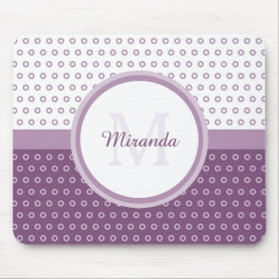 Mod Paars en White Polka Dots Monogram met naam Muismat