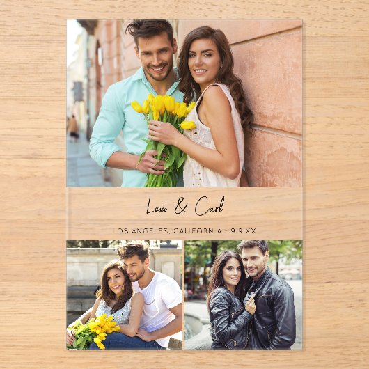 MOD Para Photo Trio H Save the Date Acryl Uitnodigingen (Voorkant)