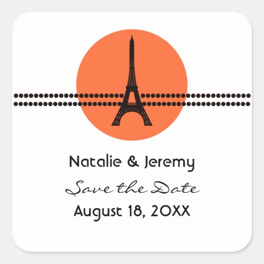 Mod Paris Dots Enregistrer Stickers Date, Orange (Devant)