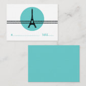 Mod Parisian Stippen Place Card, Aqua Plaatskaartje (Voorkant / Achterkant)