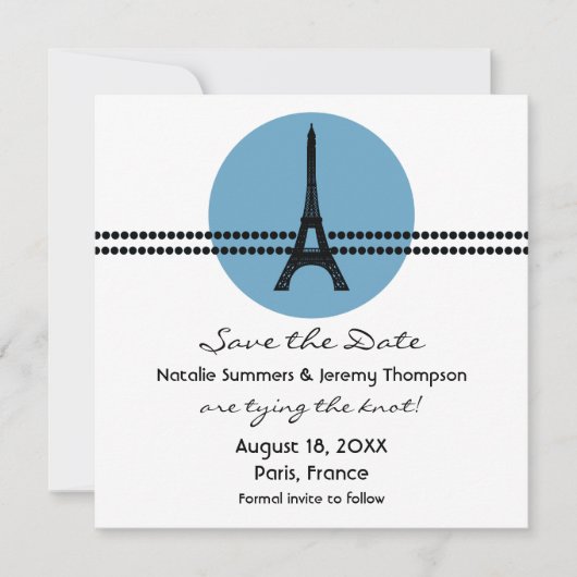 Mod Parisian Stippen sparen de Datum uitnodigen, B Save The Date (Voorkant)