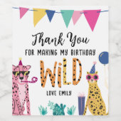 Mod Party Animals Kind Verjaardagsfeest Voedseleti Wijn Etiket (Enkel label)