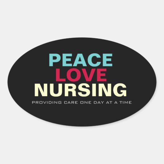 Mod Peace Love Nursing Oval Sticker (Devant)