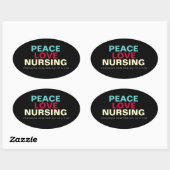 Mod Peace Love Nursing Oval Sticker (Feuille)