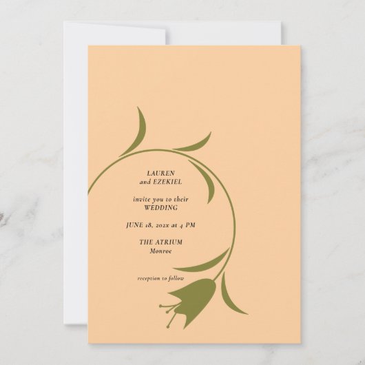 MOD PEACH & OLIVE TULIP Faire-part de mariage (Devant)