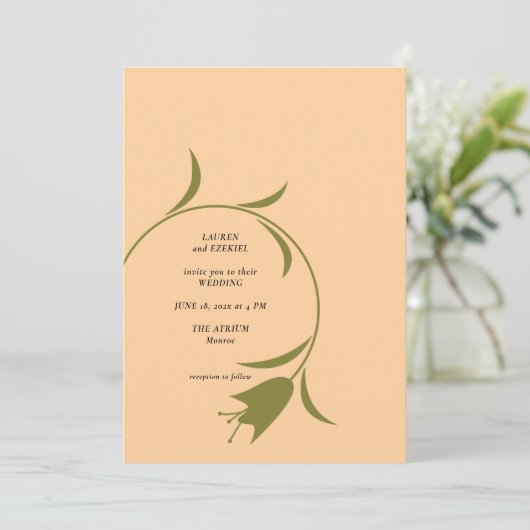 MOD PEACH & OLIVE TULIP Faire-part de mariage (Debout devant)