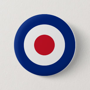 MOD Pinback Button Blue Red en White