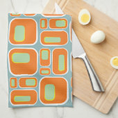 Mod Pod- in Turquoise en Oranje en wit Theedoek (Quarter Fold)