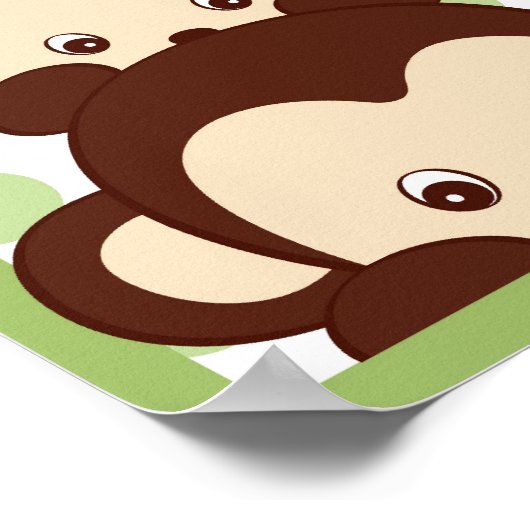 Mod Pod Pop Monkey Nursery Wall Art Afdrukken Poster (Hoek)