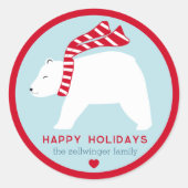 mod polar bears- ice blue- round holiday stickers (Devant)