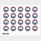 mod polar bears- navy blue- round holiday stickers (Feuille)