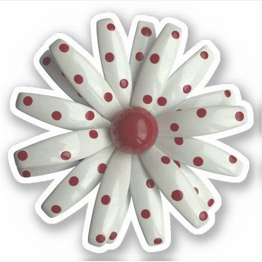 MOD Polka Dot Wit Daisy Bloem Lente Bruiloft Sticker (Voorkant)