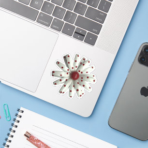 MOD Polka Dot Wit Daisy Bloem Lente Bruiloft Sticker