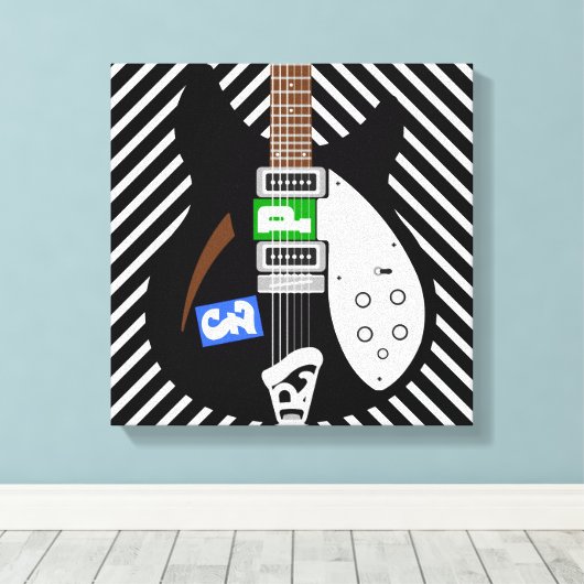 Mod Pop art guitar Canvas Afdruk (Insitu (Houten vloer))