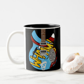 Mod Pop Art Whaam Guitar Tweekleurige Koffiemok