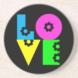 Mod Pop Floral LOVE Square Zandsteen Onderzetter