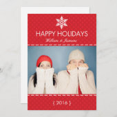 Mod Pset Red Snowflake Holiday Flat Card Feestdagenkaart (Voorkant / Achterkant)