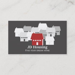 Mod Red Gray Classy Real estate business cards Visitekaartje