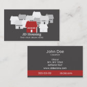 Mod Red Grey Classy Cartes d'affaires immobilières (Devant / Derrière)