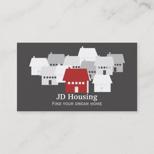 Mod Red Grey Classy Cartes d'affaires immobilières (Devant)