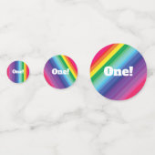 Mod regenboogkleurige 1e verjaardag confetti (Voorkanten)