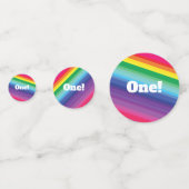 Mod regenboogkleurige 1e verjaardag confetti (Achterkanten)