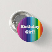 Mod regenboogkleurige 1e verjaardag ronde button 3,2 cm (Voorkant /achterkant)