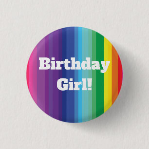 Mod regenboogkleurige 1e verjaardag ronde button 3,2 cm
