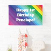 Mod regenboogkleurige 1e verjaardag spandoek (Insitu)