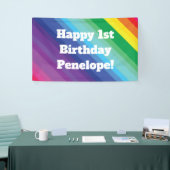 Mod regenboogkleurige 1e verjaardag spandoek (Beurs)
