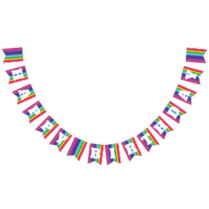 Mod regenboogkleurige 1e verjaardag vlaggetjes