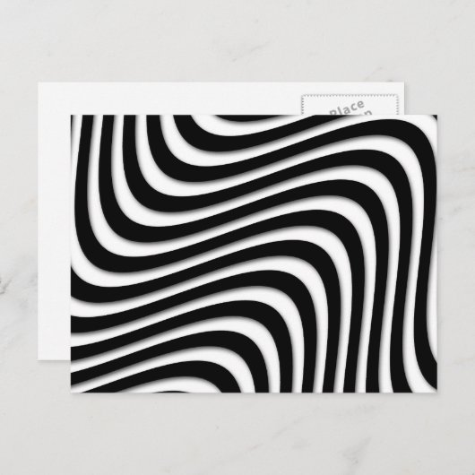 MOD Retro Black en White Swirls Briefkaart (Voorkant / Achterkant)