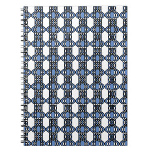 Mod Retro Blue Abstract Scarab Patroon Notitieboek