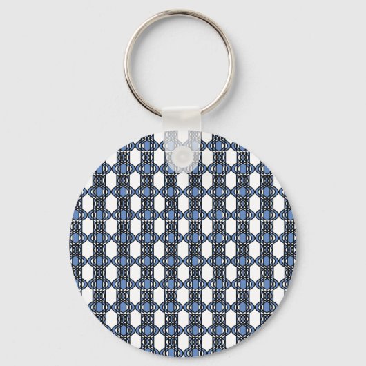 Mod Retro Blue Abstract Scarab Patroon Sleutelhanger (Voorkant)