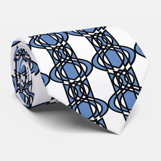 Mod Retro Blue Abstract Scarab Patroon Stropdas (Opgerold)