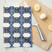 Mod Retro Blue Abstract Scarab Patroon Theedoek (Quarter Fold)