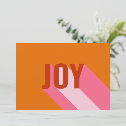 Mod Retro Helder Roze Oranje Vrolijk Foto Feestdagenkaart (Staand voorkant)