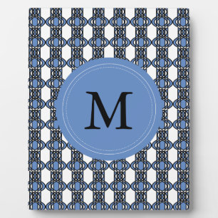 Mod Retro Monogram Blue Abstract Scarab Patroon Fotoplaat