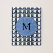 Mod Retro Monogram Blue Abstract Scarab Patroon Legpuzzel (Verticaal)