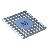 Mod Retro Monogram Blue Abstract Scarab Patroon Notitieblok (Schuin)