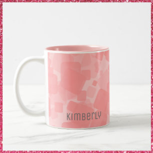 Mod Retro Pink Squares Patroon Tweekleurige Koffiemok