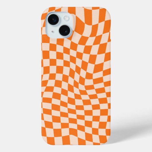 Mod Retro Psychedelic Oranje geruit Patroon Case-Mate iPhone Case (Achterkant)
