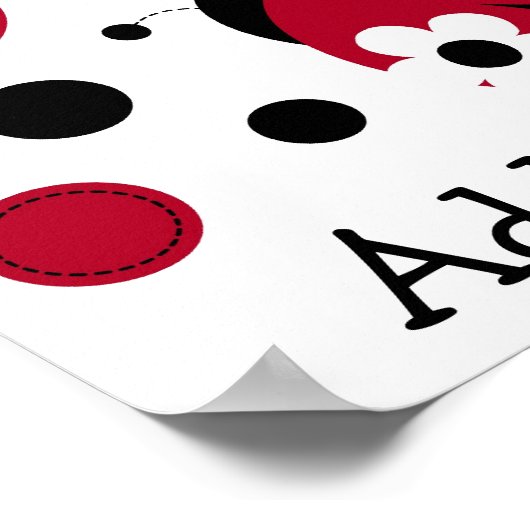 Mod Rode Lieveheersbeestje Kinderkamer Muur Kunst Poster (Hoek)