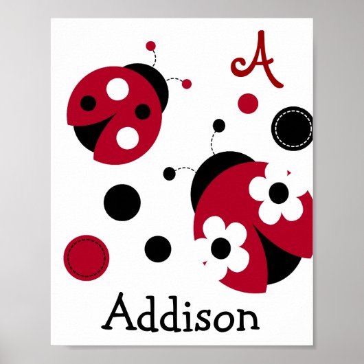 Mod Rode Lieveheersbeestje Kinderkamer Muur Kunst  Poster (Voorkant)