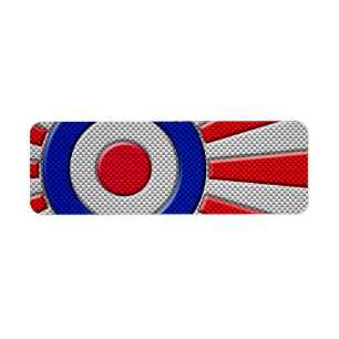 Mod Rondel Zonneburst Design in Koolstofvezel Stij Etiket