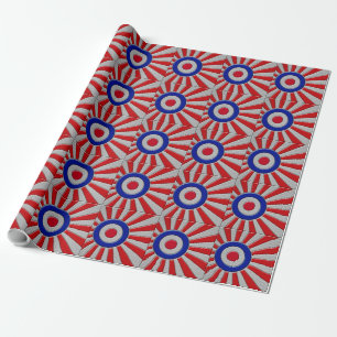 Mod Roundel Asian Sunburst in koolstofvezelstijl Cadeaupapier