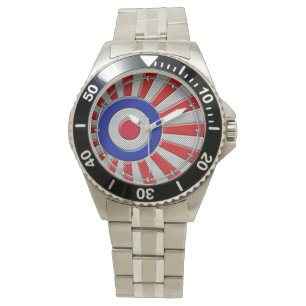 Mod Roundel Asian Sunburst in koolstofvezelstijl Horloge
