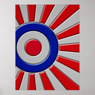 Mod Roundel Asian Sunburst in koolstofvezelstijl Poster