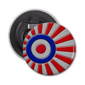 Mod Roundel Sunburst Carbon Fiber Style Button Flesopener (Voorkant)